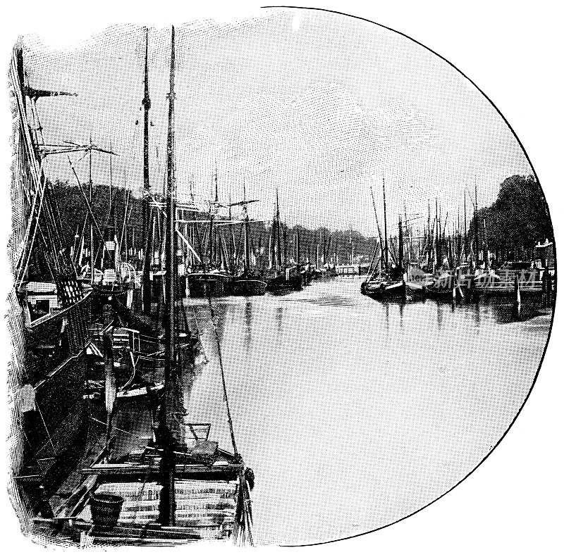 荷兰鹿特丹的鹿特丹港- 19世纪